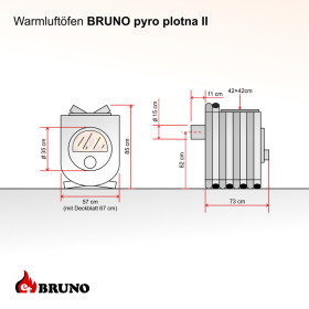 Werkstattofen BRUNO pyro II - 16 kW mit Herdplatte